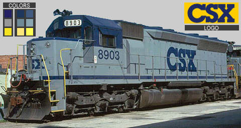 Color samples of the CSX Blue Gray livery